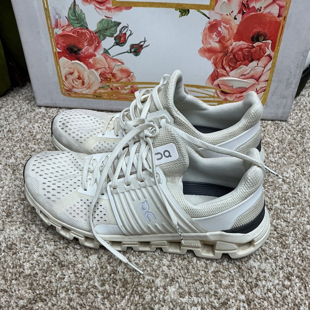 On Running Women’s Cloudswift Athletic Shoes in Off-White and Black